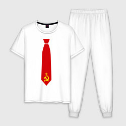 Пижама хлопковая мужская Советский галстук, цвет: белый