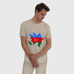 Пижама хлопковая мужская Azerbaijan map, цвет: миндальный — фото 2