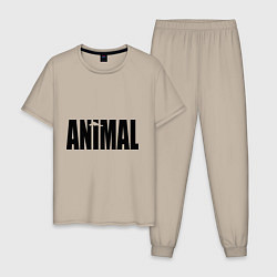 Пижама хлопковая мужская Animal, цвет: миндальный