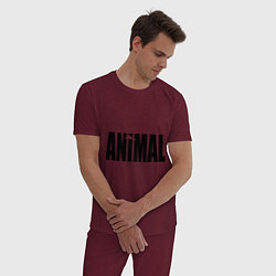 Пижама хлопковая мужская Animal, цвет: меланж-бордовый — фото 2