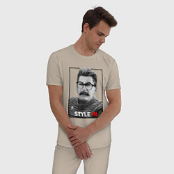 Пижама хлопковая мужская Stalin: Style in, цвет: миндальный — фото 2