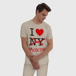 Пижама хлопковая мужская I love Moscow, цвет: миндальный — фото 2