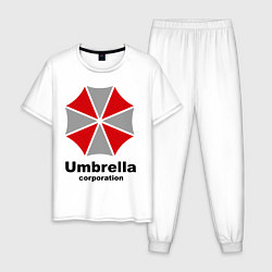 Пижама хлопковая мужская Umbrella corporation, цвет: белый