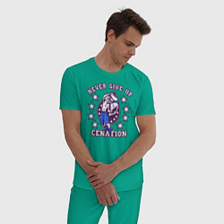 Пижама хлопковая мужская WWE Never Give Up, цвет: зеленый — фото 2