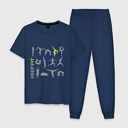 Пижама хлопковая мужская Keep fit fitness, цвет: тёмно-синий