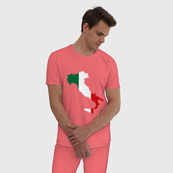 Пижама хлопковая мужская Италия (Italy), цвет: коралловый — фото 2