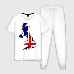 Пижама хлопковая мужская Великобритания (Great Britain), цвет: белый