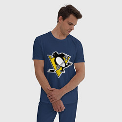 Пижама хлопковая мужская Pittsburgh Penguins, цвет: тёмно-синий — фото 2