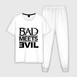Пижама хлопковая мужская Bad Meets Evil, цвет: белый
