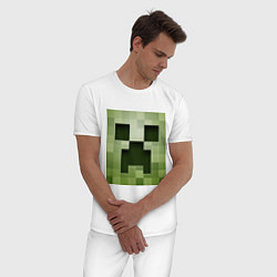 Пижама хлопковая мужская Мinecraft creeper, цвет: белый — фото 2