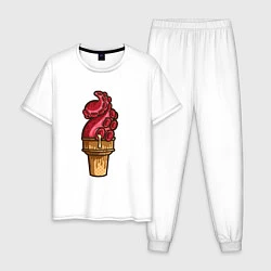 Пижама хлопковая мужская Мороженко, цвет: белый