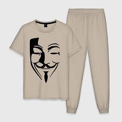 Пижама хлопковая мужская Vendetta Mask, цвет: миндальный