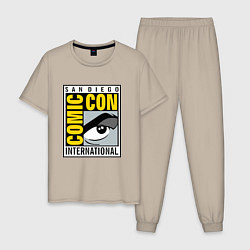 Пижама хлопковая мужская Comic con San Diego цвета миндальный — фото 1