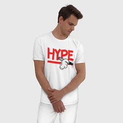 Пижама хлопковая мужская Hype Hands, цвет: белый — фото 2