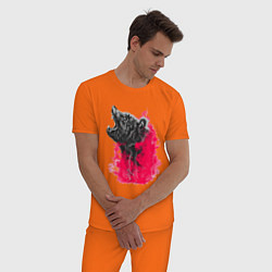Пижама хлопковая мужская Рев медведя, цвет: оранжевый — фото 2