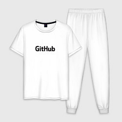 Пижама хлопковая мужская GitHubWhite цвета белый — фото 1