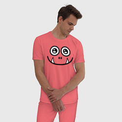 Пижама хлопковая мужская Добрый монстрик, цвет: коралловый — фото 2