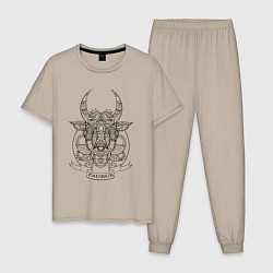 Пижама хлопковая мужская Taurus Minimalism, цвет: миндальный