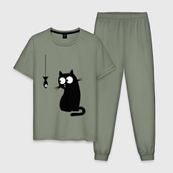 Мужская пижама Кот и рыба