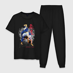Пижама хлопковая мужская Дзюдо: национальная команда, цвет: черный