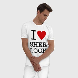 Пижама хлопковая мужская I love Sherlock, цвет: белый — фото 2