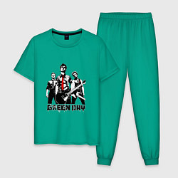 Пижама хлопковая мужская Группа Green Day, цвет: зеленый