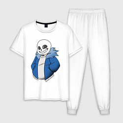Пижама хлопковая мужская Sans, цвет: белый