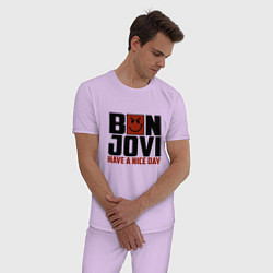 Пижама хлопковая мужская Bon Jovi: Nice day цвета лаванда — фото 2