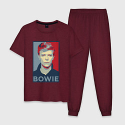 Пижама хлопковая мужская Bowie Poster, цвет: меланж-бордовый