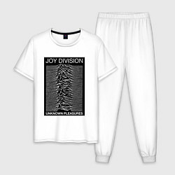 Пижама хлопковая мужская Joy Division: Unknown Pleasures, цвет: белый