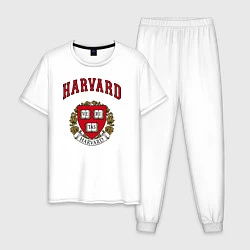 Пижама хлопковая мужская Harvard university, цвет: белый