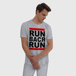 Пижама хлопковая мужская Run Вася Run цвета меланж — фото 2