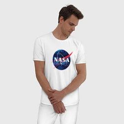Пижама хлопковая мужская NASA: Cosmic Logo, цвет: белый — фото 2