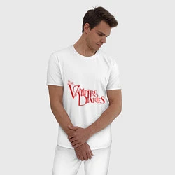 Пижама хлопковая мужская The Vampire Diaries, цвет: белый — фото 2