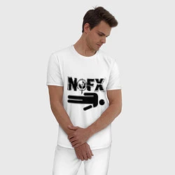 Пижама хлопковая мужская NOFX crushman, цвет: белый — фото 2