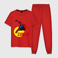 Пижама хлопковая мужская Спортивное самбо, цвет: красный