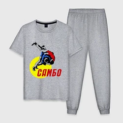 Пижама хлопковая мужская Спортивное самбо, цвет: меланж