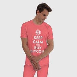 Пижама хлопковая мужская Keep Calm & Buy Bitcoin, цвет: коралловый — фото 2