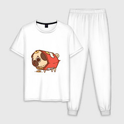 Пижама хлопковая мужская Мопс-чипсы, цвет: белый