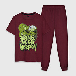 Пижама хлопковая мужская Bring Me The Horizon: Green Girl, цвет: меланж-бордовый