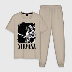 Пижама хлопковая мужская Black Nirvana, цвет: миндальный