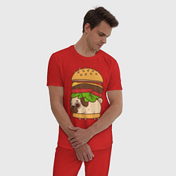 Пижама хлопковая мужская Мопс-бургер, цвет: красный — фото 2