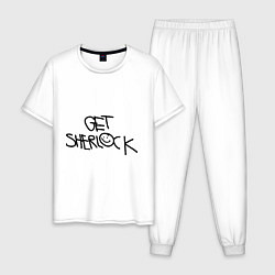 Пижама хлопковая мужская Get sherlock, цвет: белый