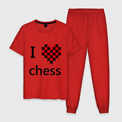 Пижама хлопковая мужская I love chess, цвет: красный