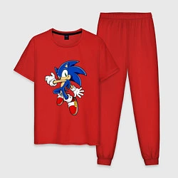Пижама хлопковая мужская Соник, цвет: красный