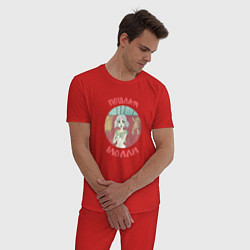 Пижама хлопковая мужская Пошлая Молли, цвет: красный — фото 2