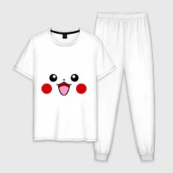 Пижама хлопковая мужская Happy Pikachu, цвет: белый