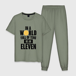 Пижама хлопковая мужская Be A Eleven, цвет: авокадо