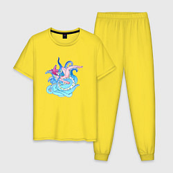 Пижама хлопковая мужская Tentacles Ahegao, цвет: желтый