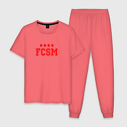 Пижама хлопковая мужская FCSM Club, цвет: коралловый